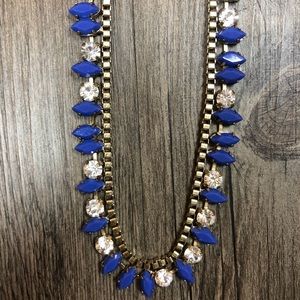 J. Crew Blue & Rhinestone Statement Necklace